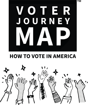 Hands holding Voter Journey Map Logo